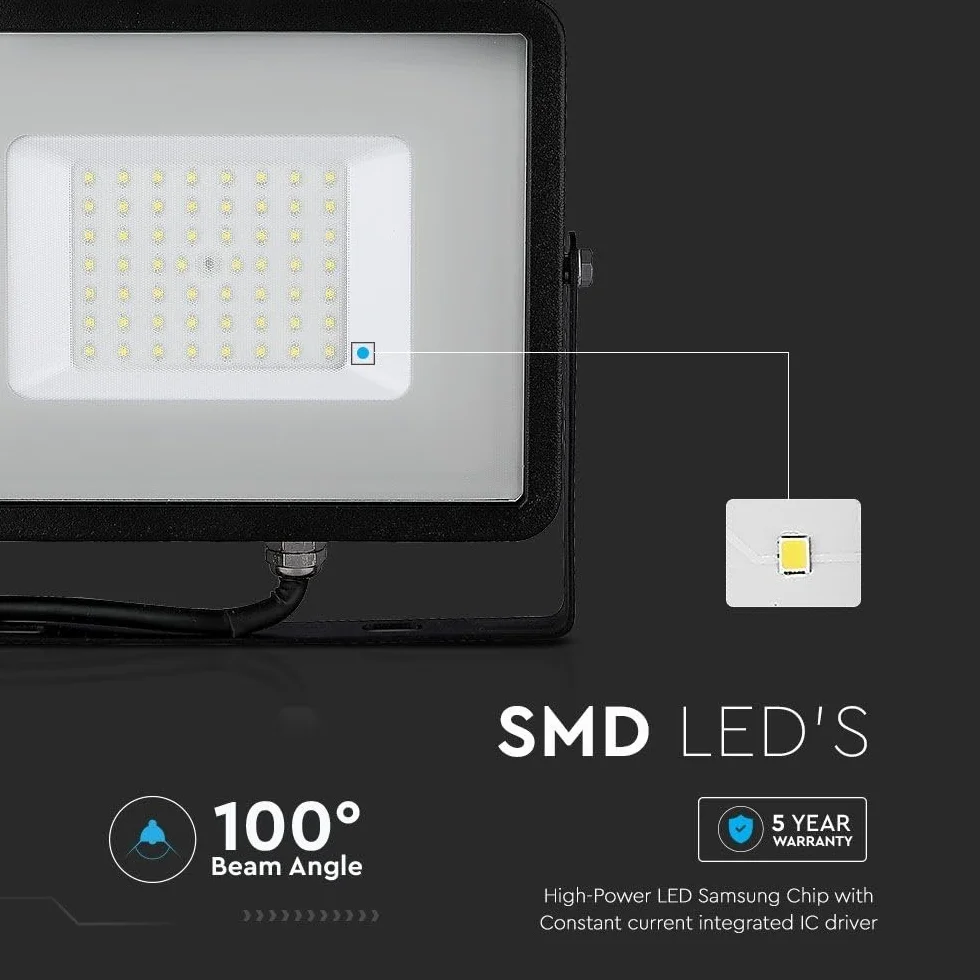 V-TAC Zewnętrzny reflektor LED 50 W z chipem Samsung - [najnowsza generacja] - IP65-4000 lumenów - czarny reflektor LED do domu, ogrodu, garażu, wodoszczelny, do reflektorów, naturalne, białe światło