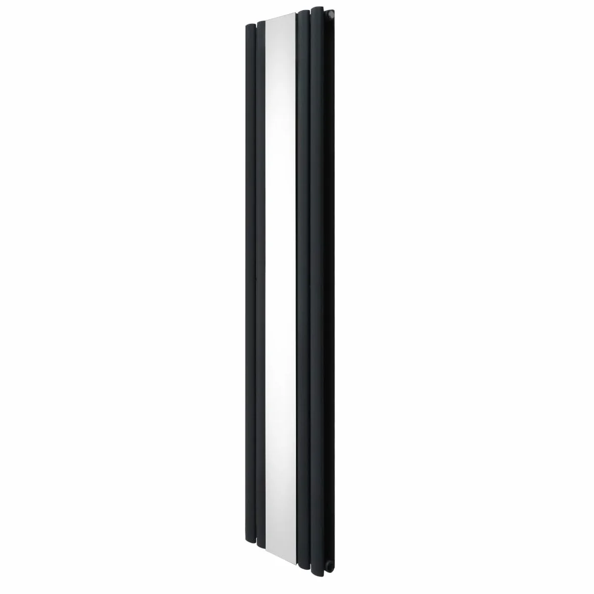 Monster Shop Grzałka z panelem owalnym z lustrem 1800mm x 380mm nowoczesna, designerska, podwójna kolumna, pionowy grzejnik, matowa, antracytowo-szara, ze stalą węglową, mocowanie ścienne, zestaw do