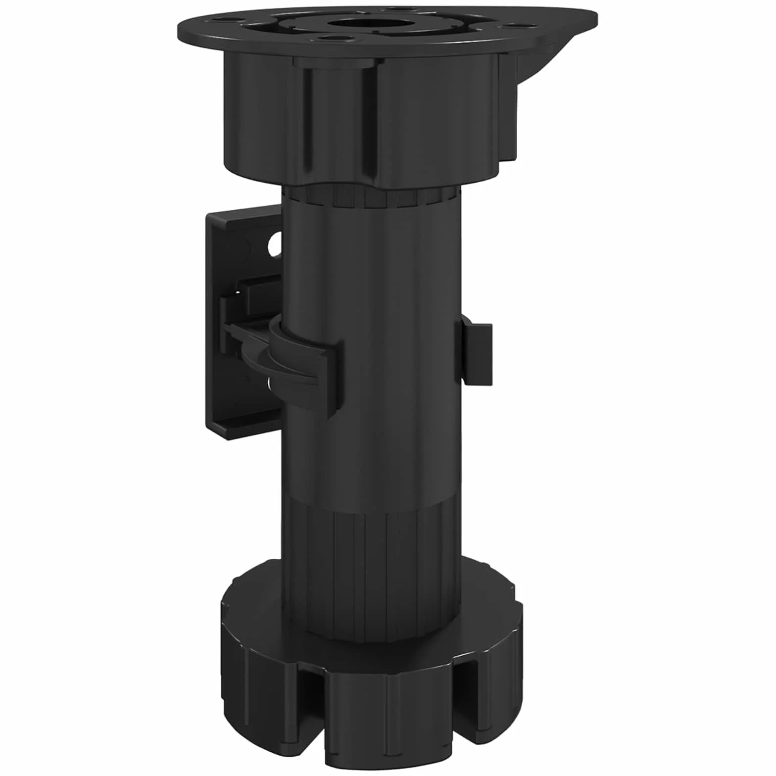 Nogi meblowe regulowane, 12 sztuk, czarne, 46 x 46 x 128 mm, PP z metalowym wspornikiem, trwałe i z regulacją wysokości 98-128 mm, idealne do elementów szafy, wsporników regałowych, montaż w
