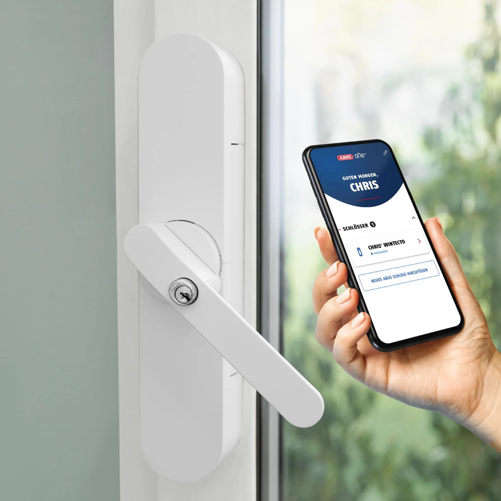 ABUS Wintecto One FCA4100W inteligentny napęd okienny z funkcją alarmu, bez wiercenia, biały, różne możliwości zamykania – 97255