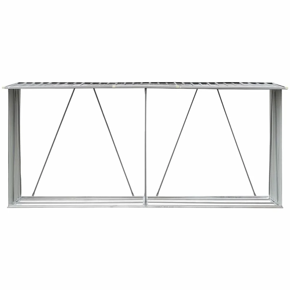 vidaXL Wiata na drewno, stal galwanizowana, 330 x 84 x 152 cm, szara