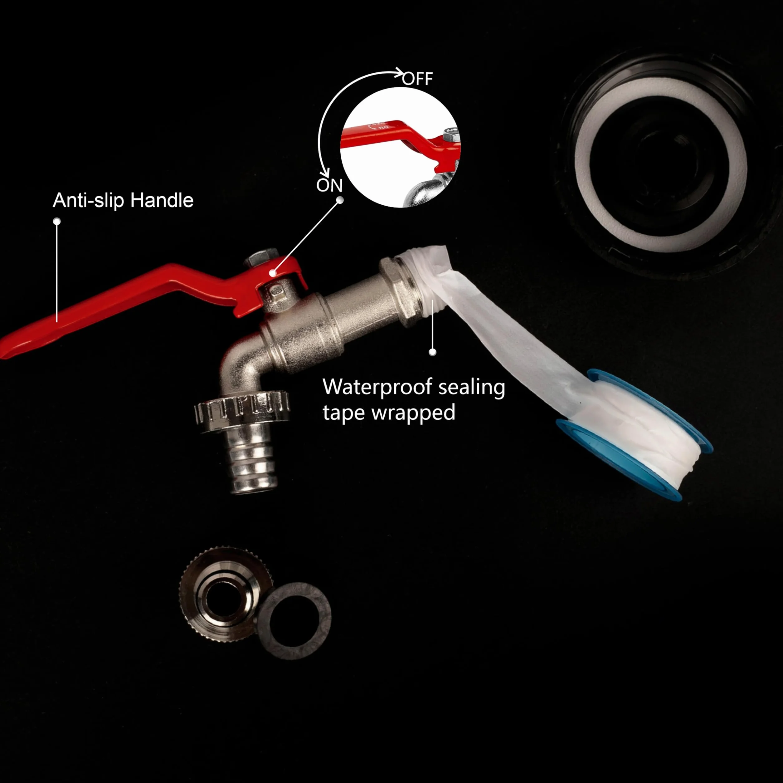 IBC Tap IBC Złączki do zbiornika - 1/2 cala kran do zbiornika IBC ze stopu mosiądzu, adapter złącza węża IBC zawór zbiornika do zbiornika na wodę S60x6 IBC