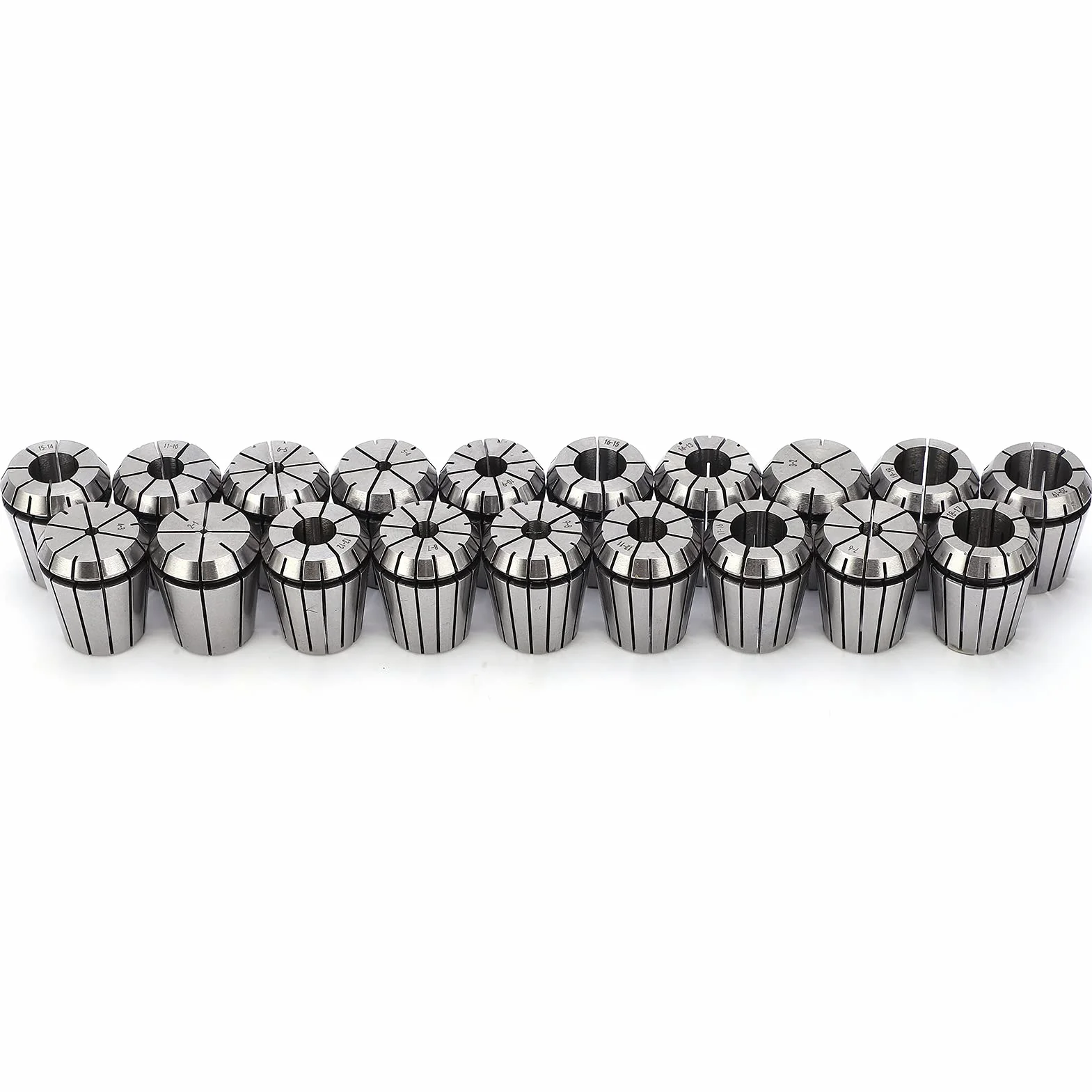 ER32 zestaw tulei zaciskowych, 19-częściowy, tuleje zaciskowe sprężynowe 2-20 mm ze stali węglowej, do grawerowania CNC, frezarki, uchwytu narzędziowego