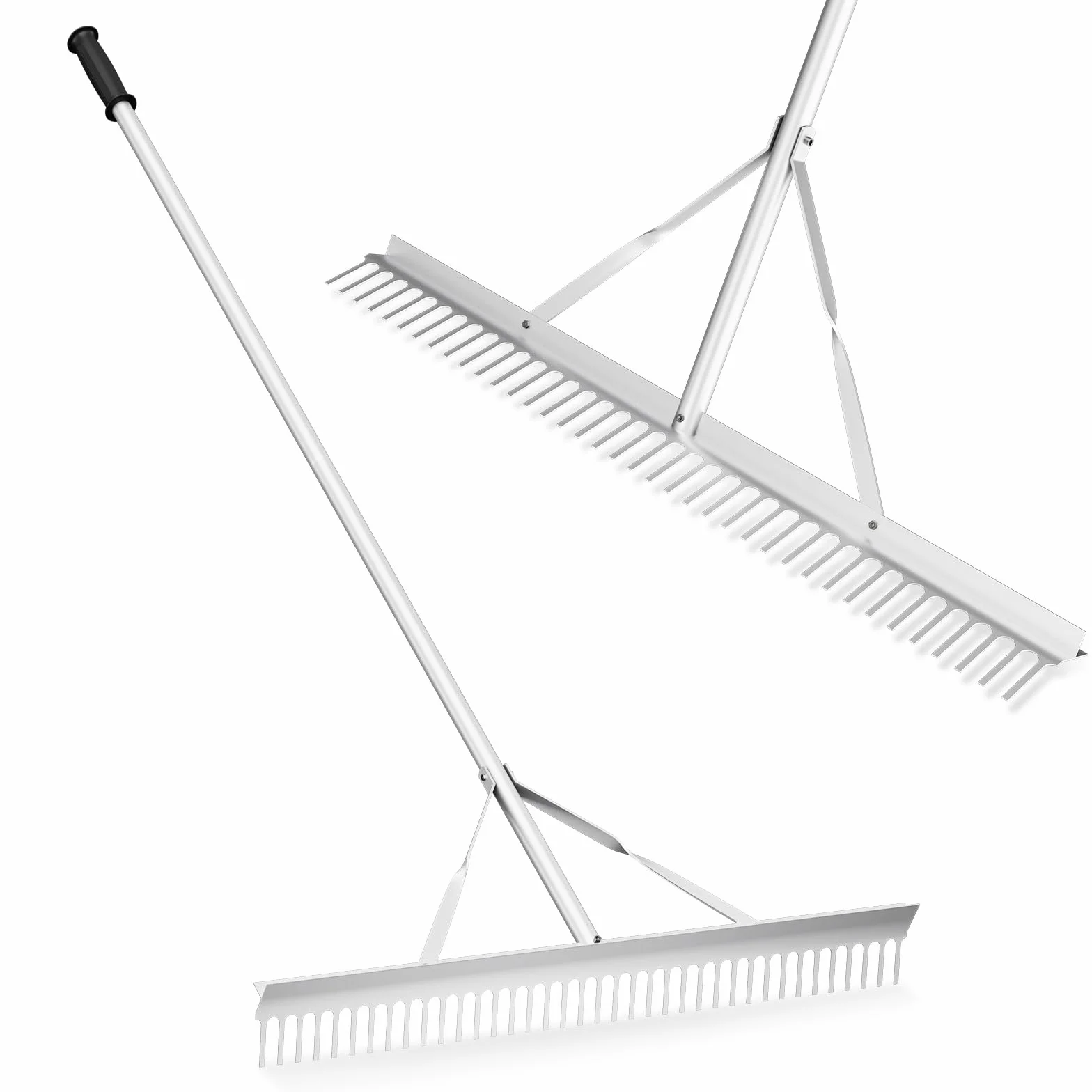 COSTWAY Rechen, gartenrechen z szerokością roboczą 91 cm, 36 zębów i 174 cm długim uchwytem, grabie do liści z aluminium, lekki szczotkarz do liści, szczotka do trawnika do spulchniania gleby
