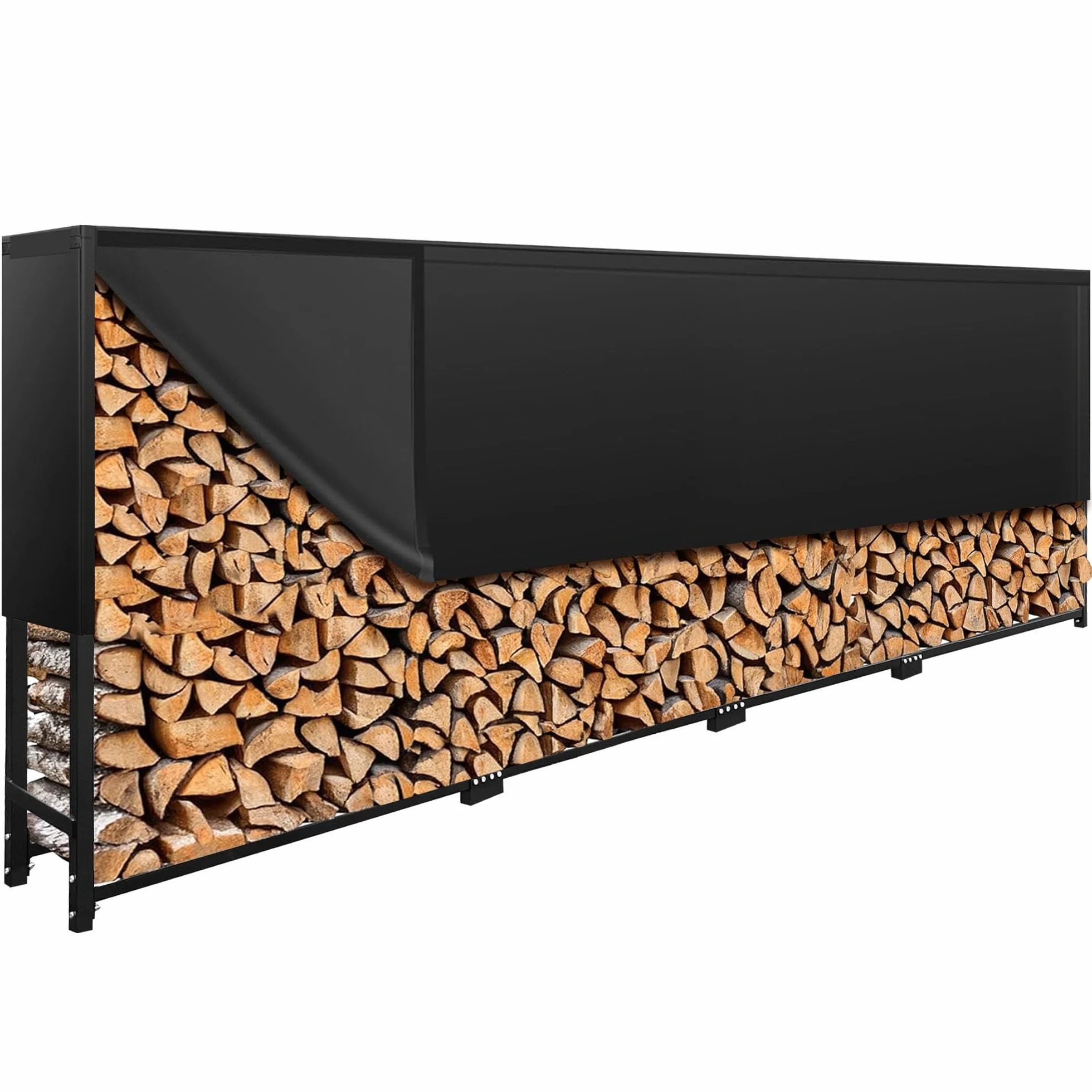 Wels Regał na Drewno Opałowe Metalowy Stojak 1400 kg z Pokrowcem 400 x 25 x 115 cm