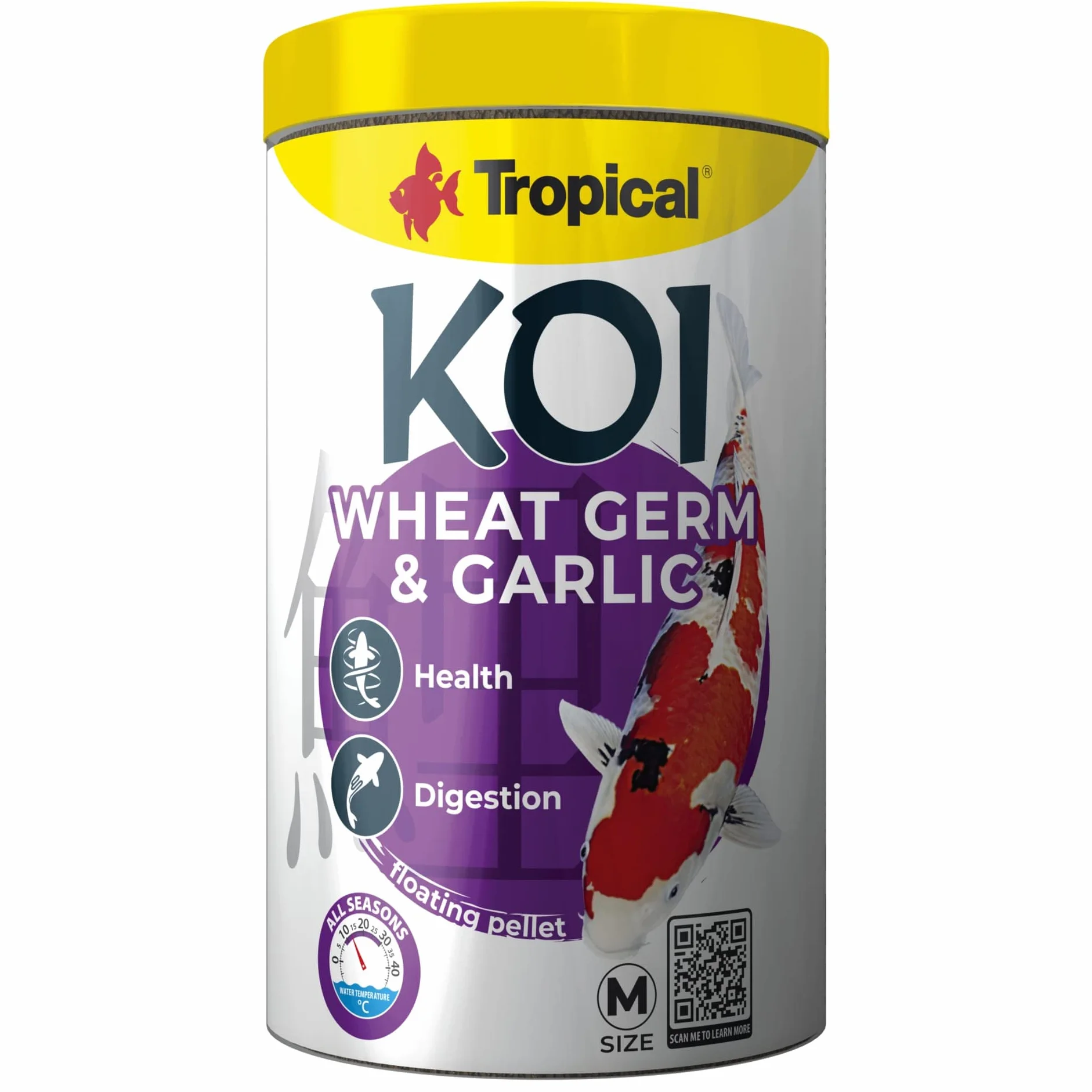 Tropical Pokarm dla ryb w oczkach wodnych KOI WHEAT GERM & GARLIC PELLET SIZE "M" 1000ml / 320g