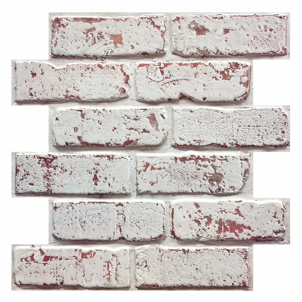 Commomy 10 sztuk paneli ściennych 3D o sztuczna cegła samoprzylepna, panele ścienne o wyglądzie kamienia, 30 cm x 30 cm, PCW, wodoodporny, do salonu, sypialni, kuchni, kominka