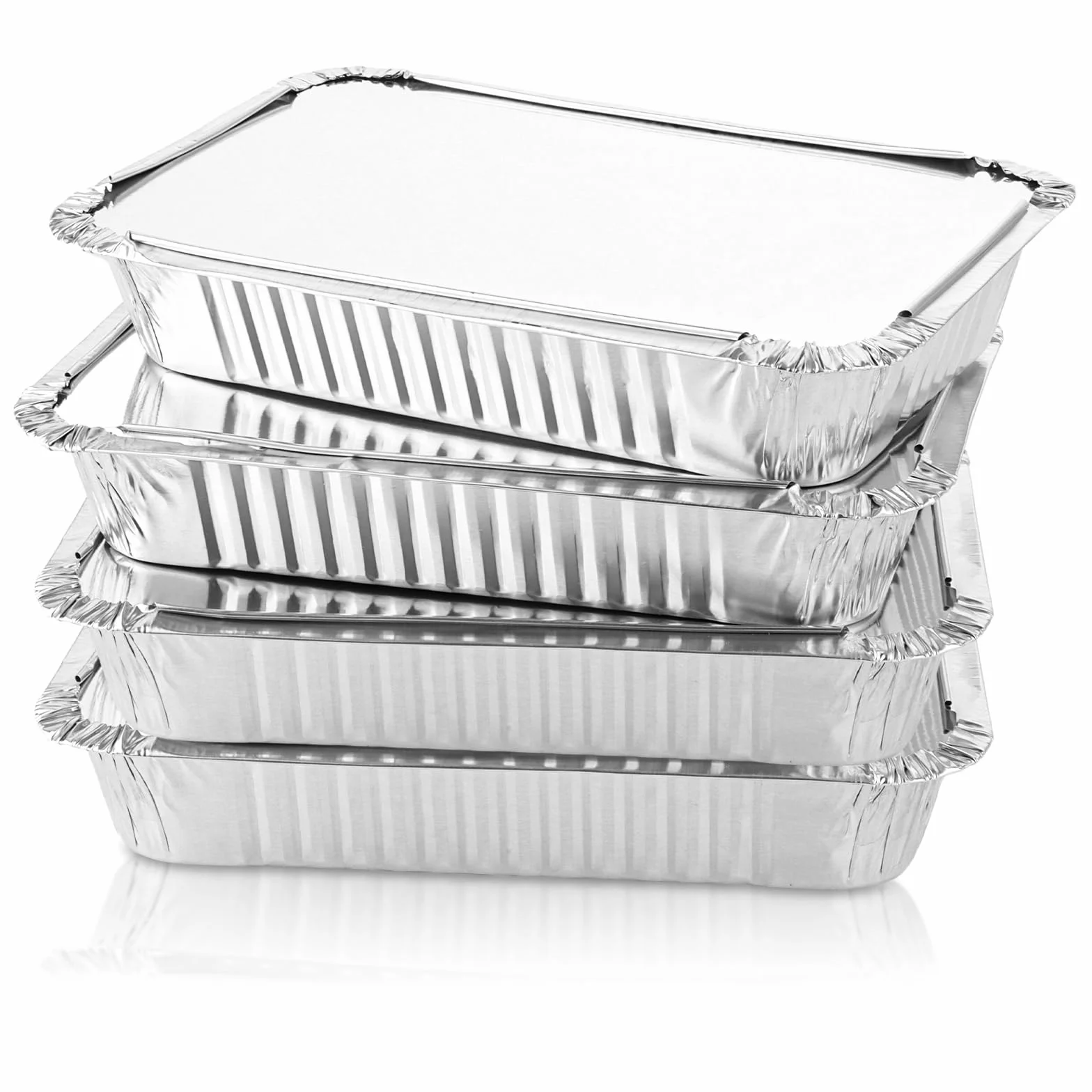 SENENQU Zestaw 75 misek aluminiowych z pokrywką 850 ml – jednorazowe miski z folii aluminiowej z pokrywką do pieczenia, smażenia, gotowania, małych pojemników – 21 x 14 cm