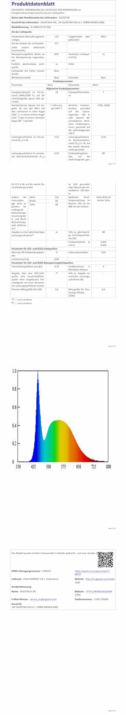 Aigostar - Inteligentna żarówka A60 Bluetooth Mesh. 2700–6500K, ściemnialna RGB. Gwint E27, 12 W, 1150 lm. Inteligentna żarówka LED kompatybilna z Alexą. W zestawie pilot zdalnego sterowania. 6 sztuk