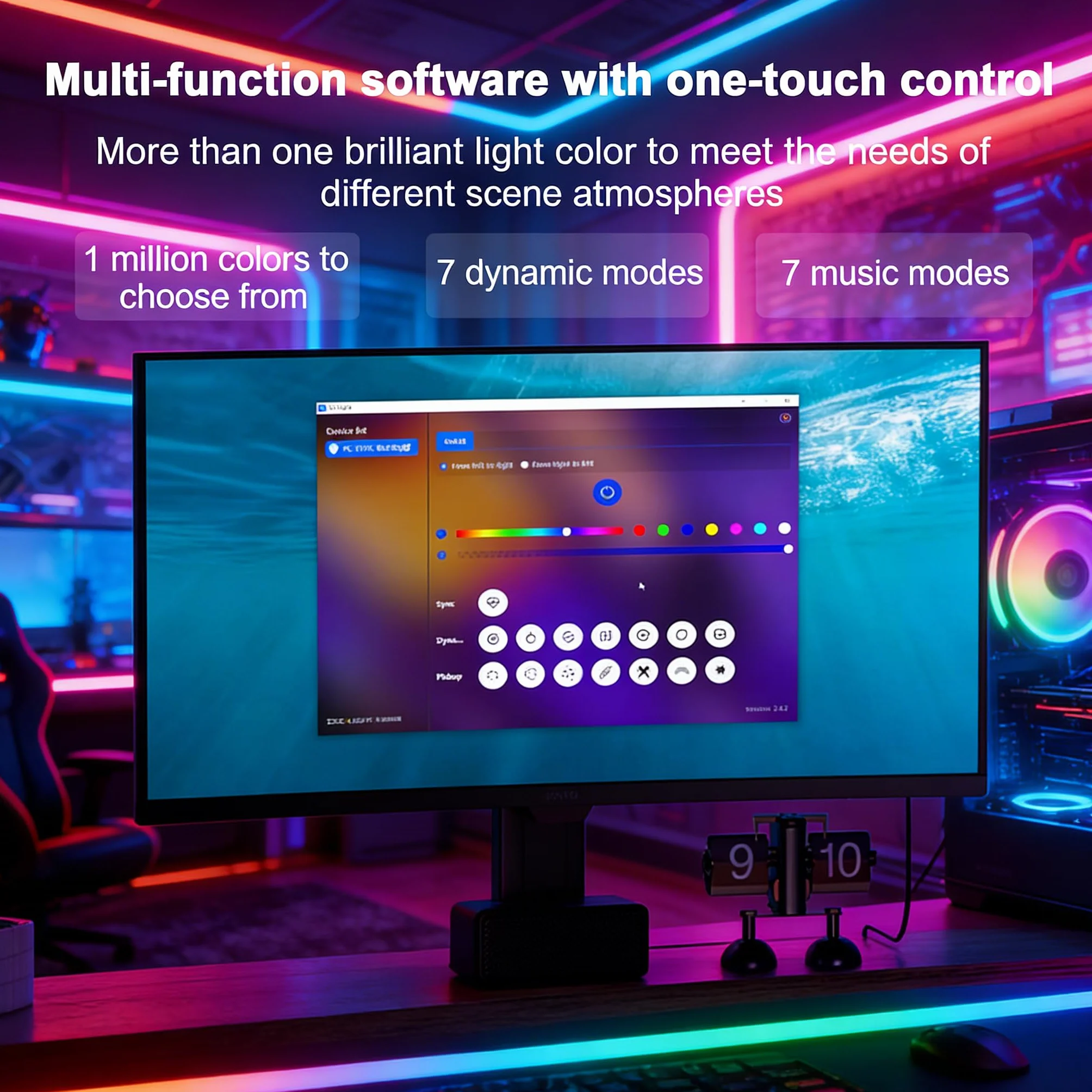 Monitor Podświetlenie LED do komputera Taśmy LED Światła Rytm muzyki Dynamiczne światło lampy Synchronizacja za monitorem Oprogramowanie Sterowanie kolorami Tryb dynamiczny do (27 cali)