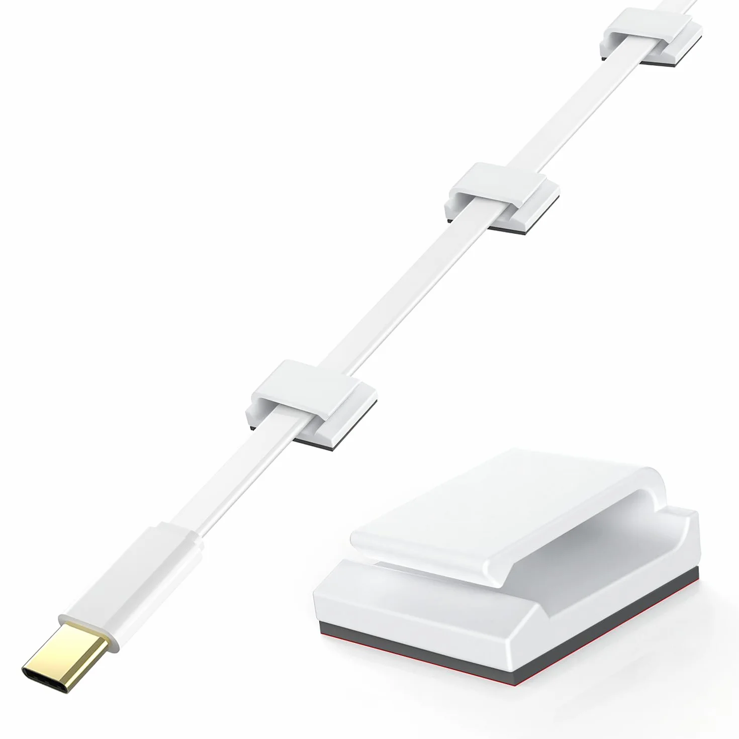AGPTEK 60 szt. regulowanych klipsów do kabli samoprzylepnych, Premium akrylowy kabel do przechowywania przewodów elektrycznych, opaski zaciskowe do organizera biura/komputera, ładowarki, lampy,