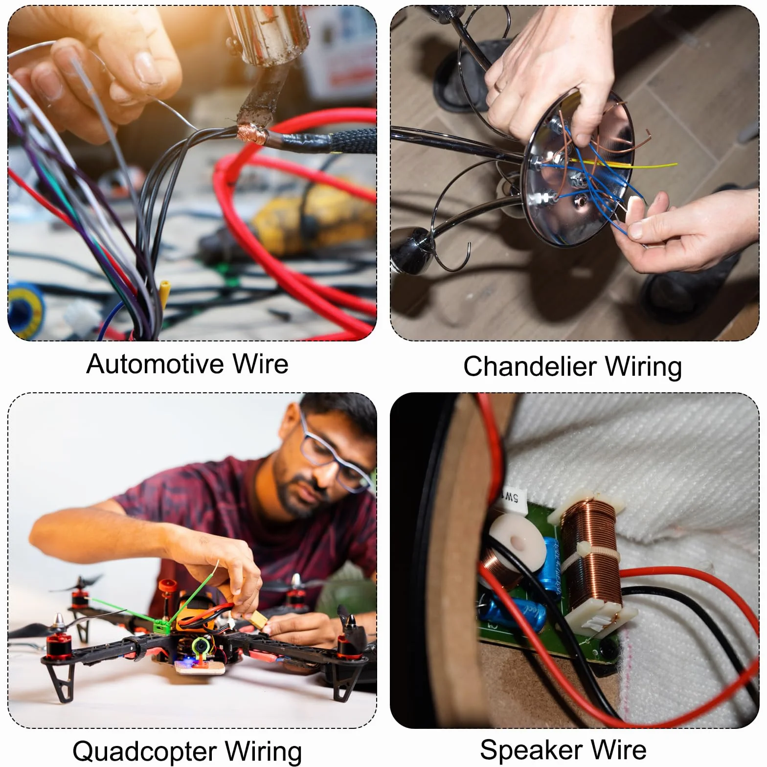 QUARKZMAN 26 rozstawu kół, silikonowy drut 26 AWG, przewód elektryczny, elastyczny, ocynkowany, drut miedziany, drut hakowy o wysokiej temperaturze, 10 kolorów, 1,5 m, do modeli samochodów, urządzeń