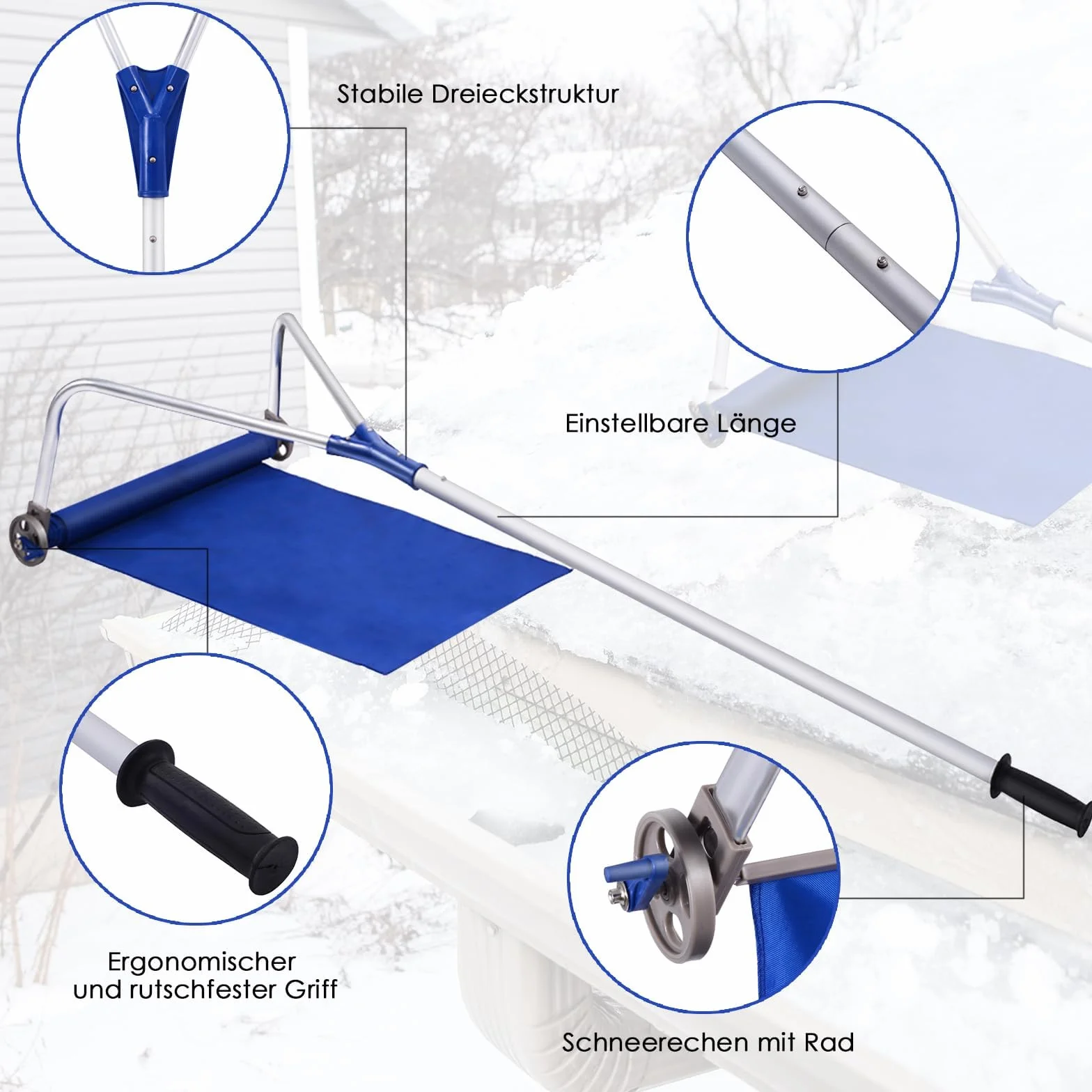 COSTWAY Odśnieżarka dachowa aluminiowa 180-661 cm