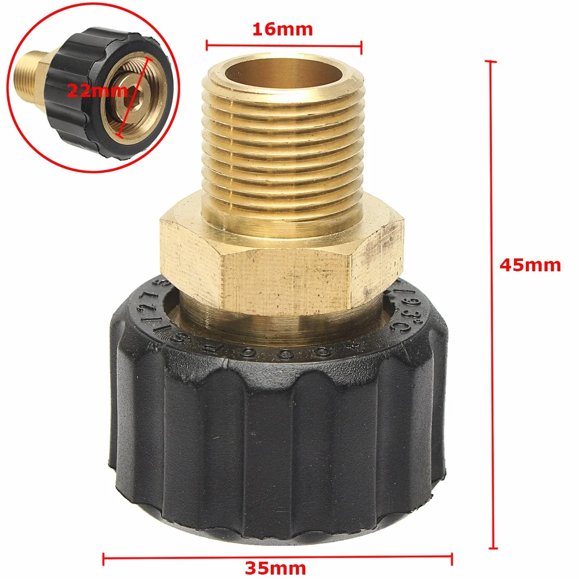 M22 żeński 3/8" męski adapter lancowy sprzęgło do Karcher & Nilfisk Ind