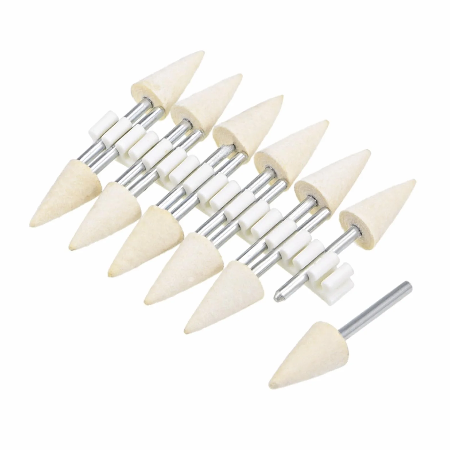 12/24Pcs Wool Felt Mounted Points Conical Polishing Buffing Wheel 6/8/10/12mm Grinding Head With 3mm Shank For Rotary Tools