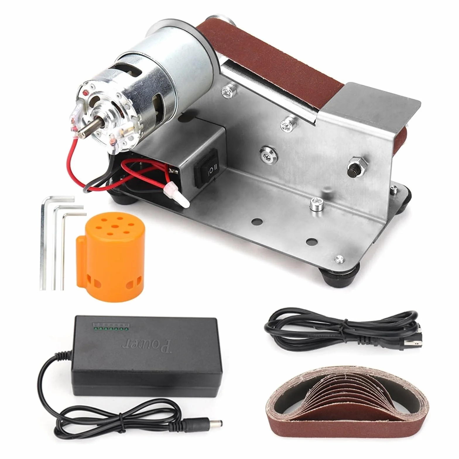 Polerka, szlifierka oscylacyjna, Wielofunkcyjna mini elektryczna szlifierka taśmowa DIY szlifierka do polerowania pasów szlifierka do ostrzenia krawędzi noża do szlifowania, polerowania(Stand)
