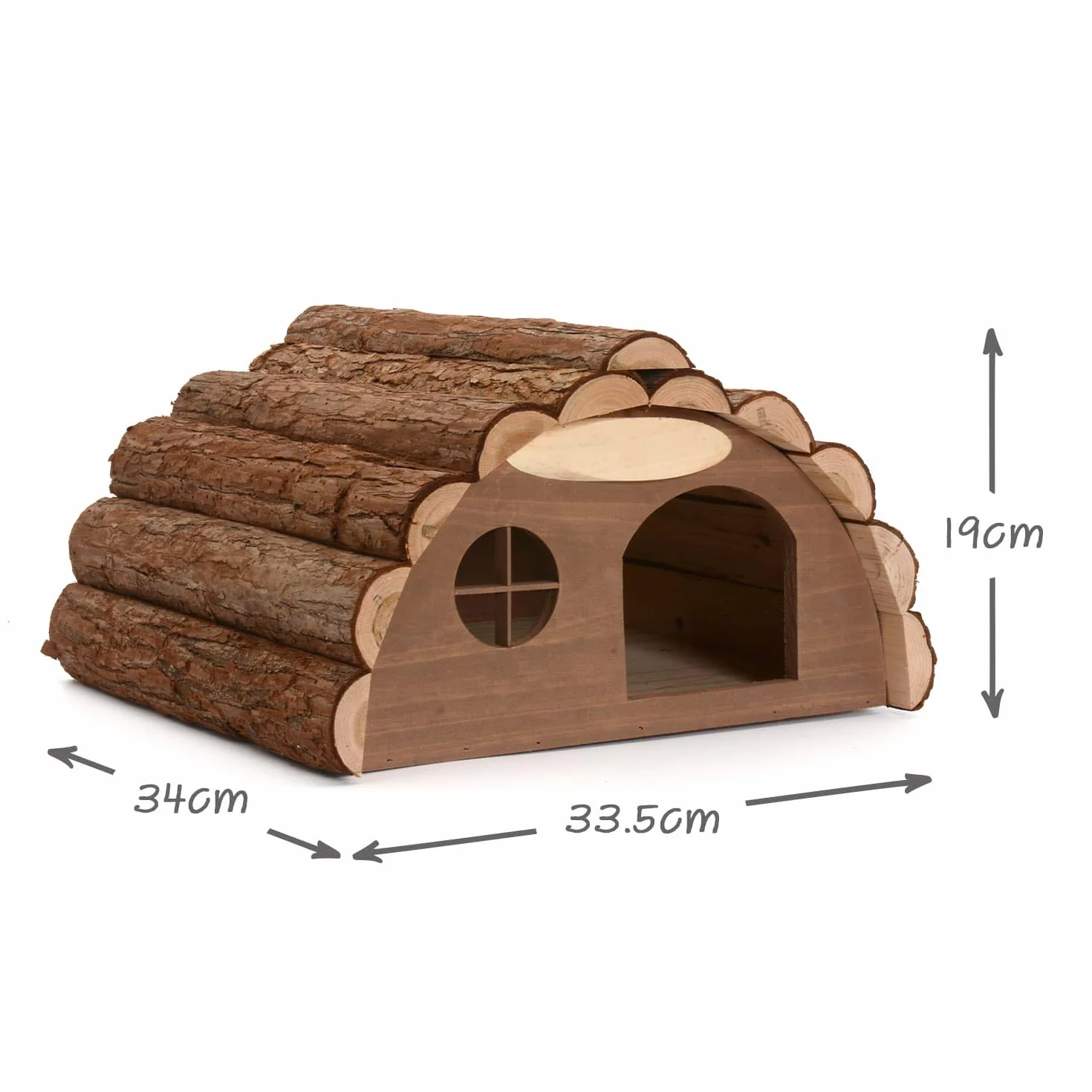 CKB LTD Drewniany Dom dla Jeża lub Świnki Morskiej - Schronienie na Zewnątrz - Hotel Może Być Używany w Domu Hibernacyjnym dla Schroniska Ogrodowego - 33,5 x 34 x 19 cm
