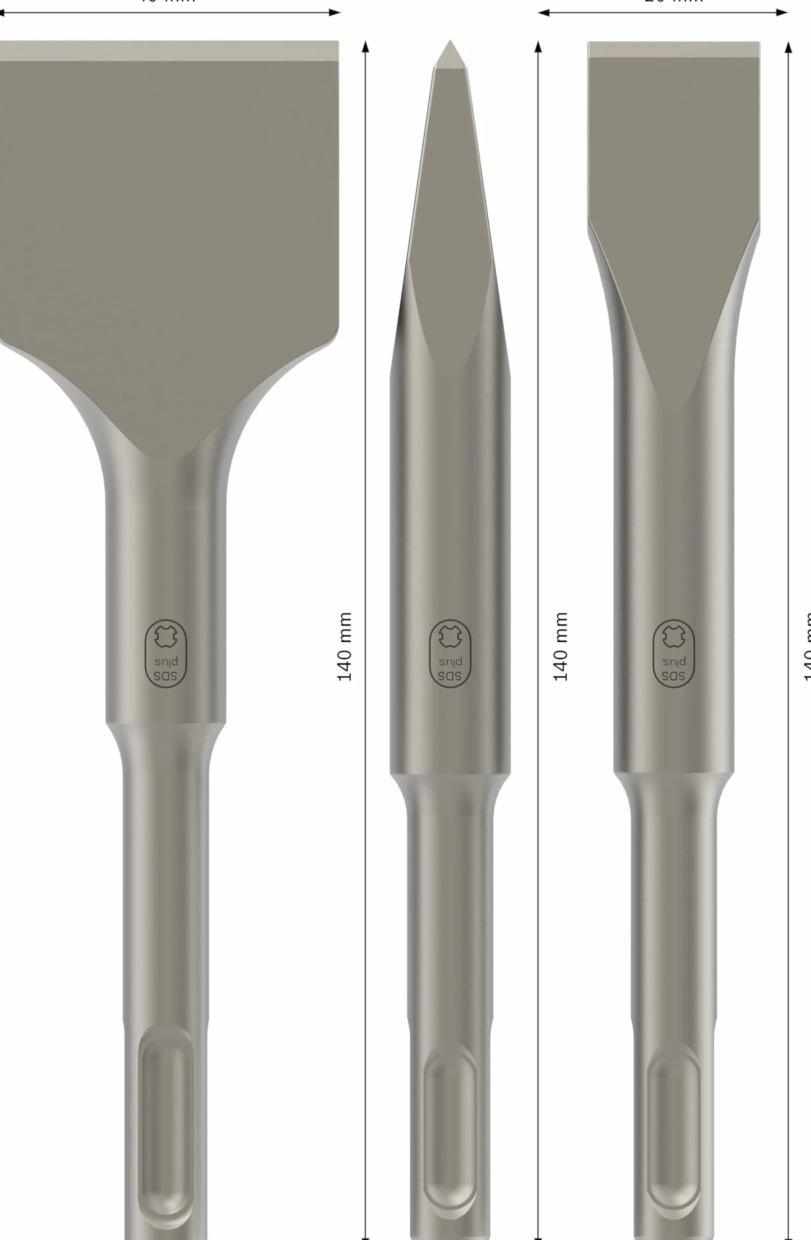 Bosch Profesional Zestaw dłut krótkich SDS plus, 3 szt. 140; 140x20;140x40 mm
