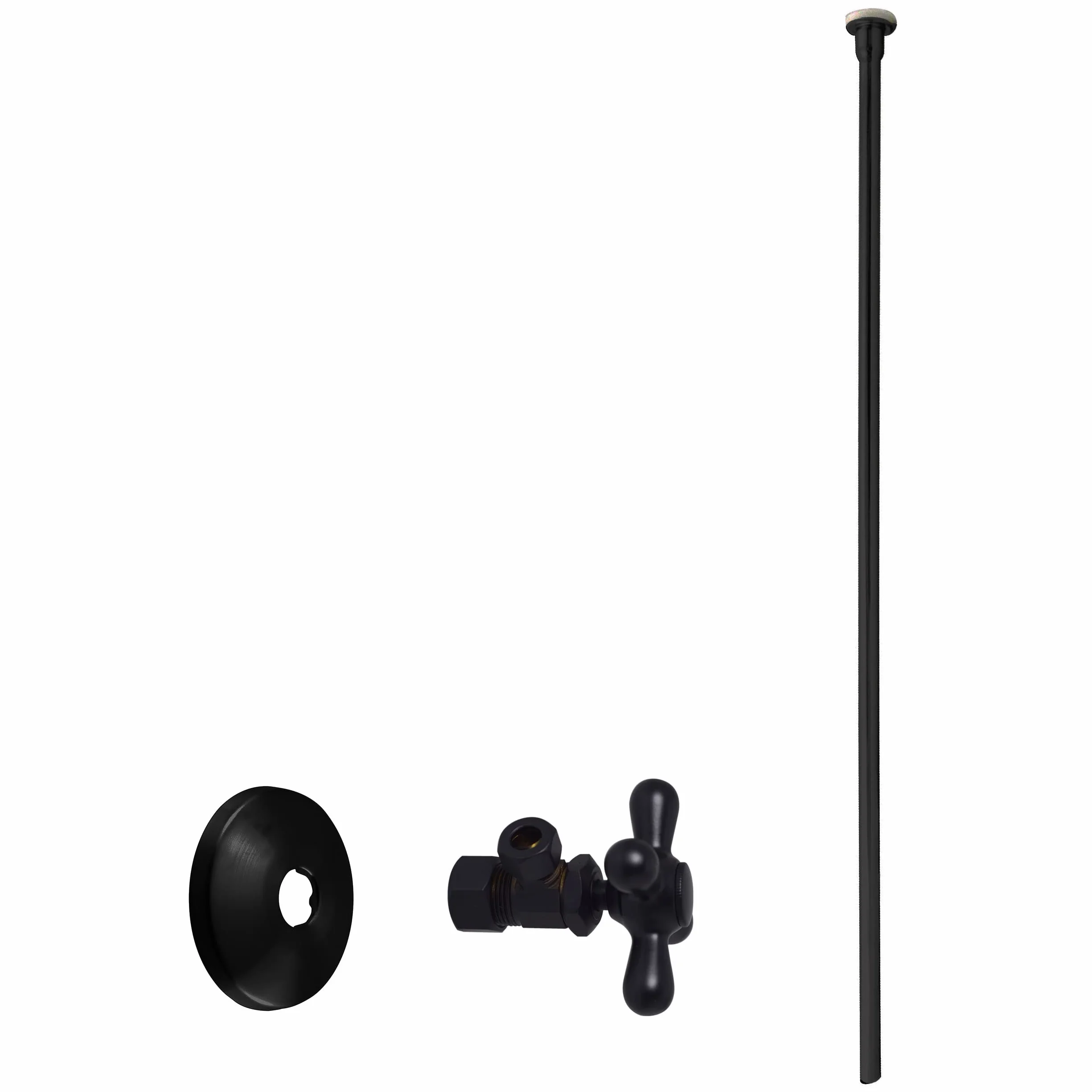 Westbrass D105KFHX-62 zestaw toaletowy 5/8 cala 3/8 cala OD x 50 cm, czarny matowy, płaski łeb