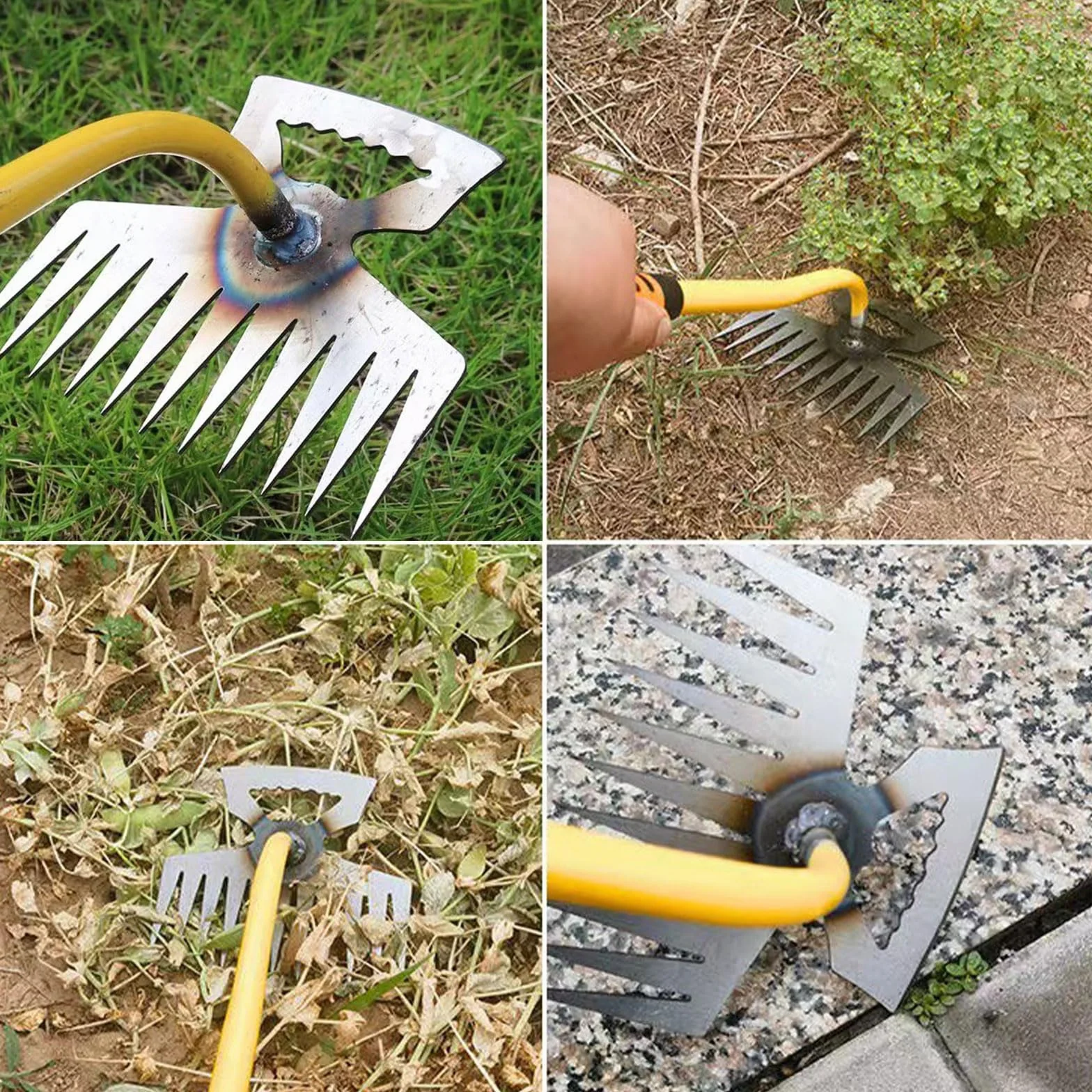 Wyrywacz do chwastów ze stali nierdzewnej 40 cm 11 zębów 2 w 1 ręczny