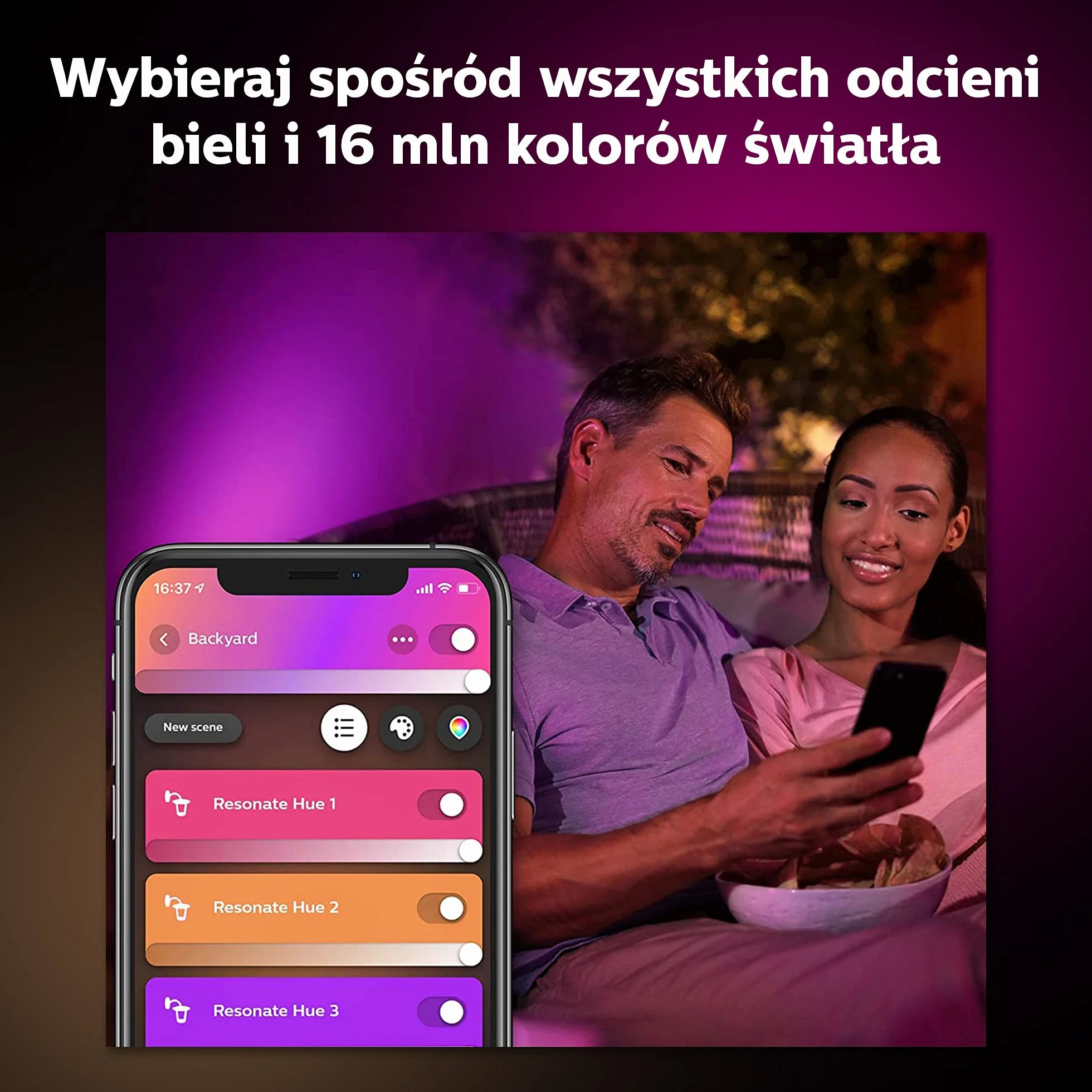 Philips Hue Appear Colour Smart LED Zewnętrzny Kinkiet Ścienny (1szt.), Kinkiet Zewnętrzny z Paletą 16 mln Kolorów i Możliwością Ściemniania Sterowany Aplikacją