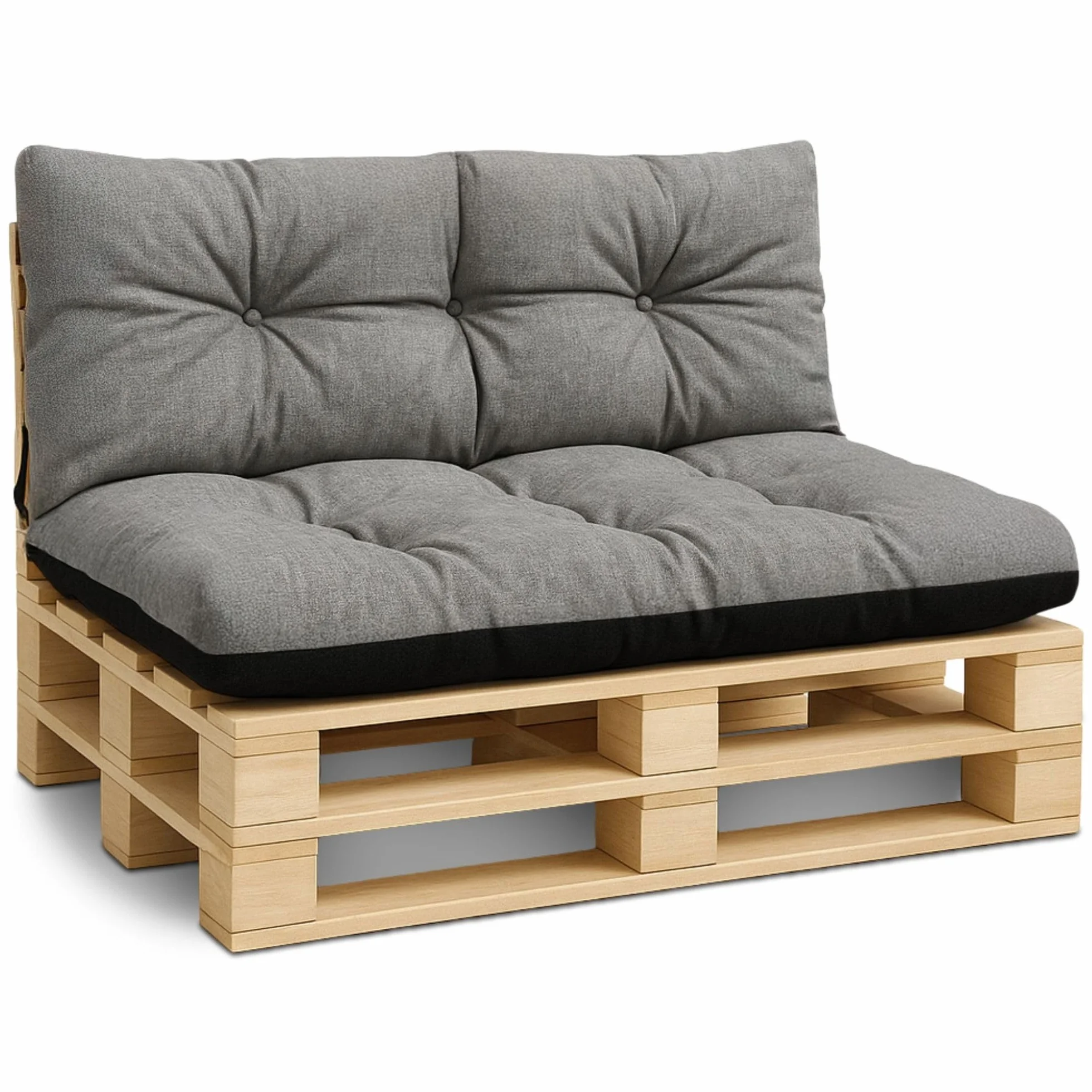 Poduszki na palety na zewnątrz - SET: 40x120 cm + 80x120 cm - siedzisko na europalety nadające się do prania jasno szary