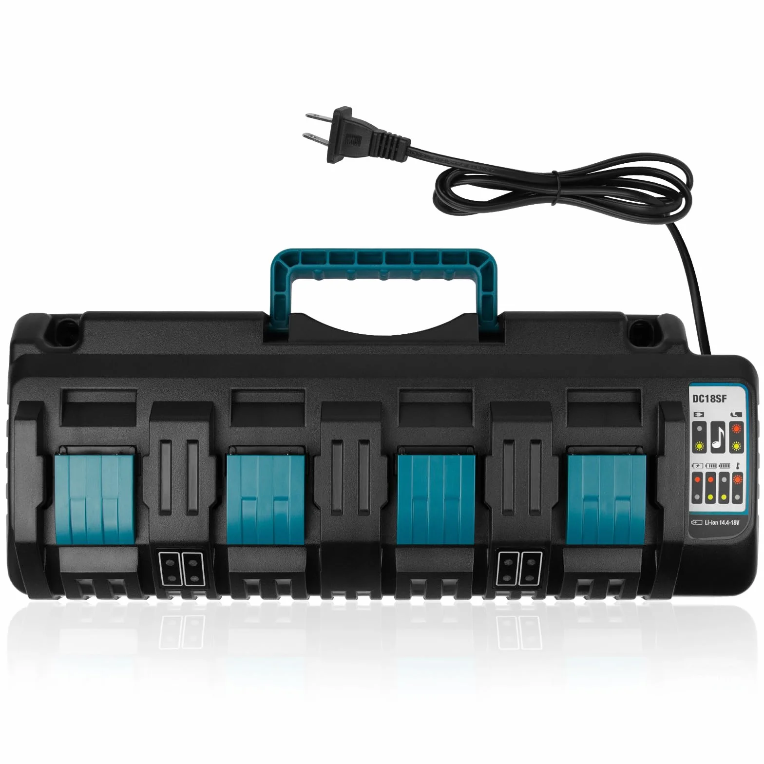PENGJBATTER DC18SF 14,4 V/18 V szybka 4-portowa ładowarka z portami USB do akumulatora Makita 14,4 V-18 V BL1850B BL1860B BL1430B BL1840B BL1820B i ładowarka DC18RC DC18RD, szybkie ładowanie do