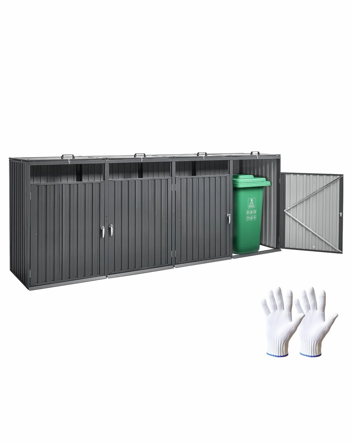 VEVOR Kosz na śmieci 4 x 130 cm stal ocynkowana zamykana szopa na śmieci