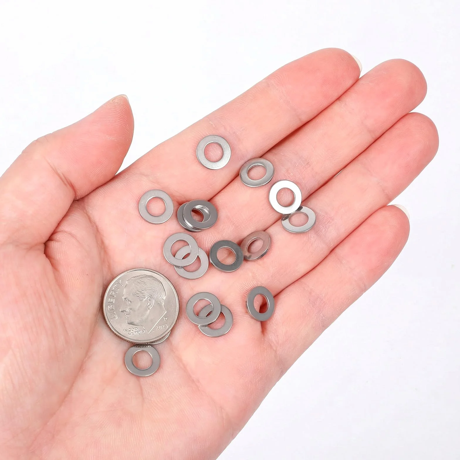 100 sztuk podkładek do zawiasów drzwiowych, srebrnych podkładek M5 10 mm, pierścienie mocujące do śrub, nakrętek, prętów gwintowanych, 10 mm x 1,0 mm