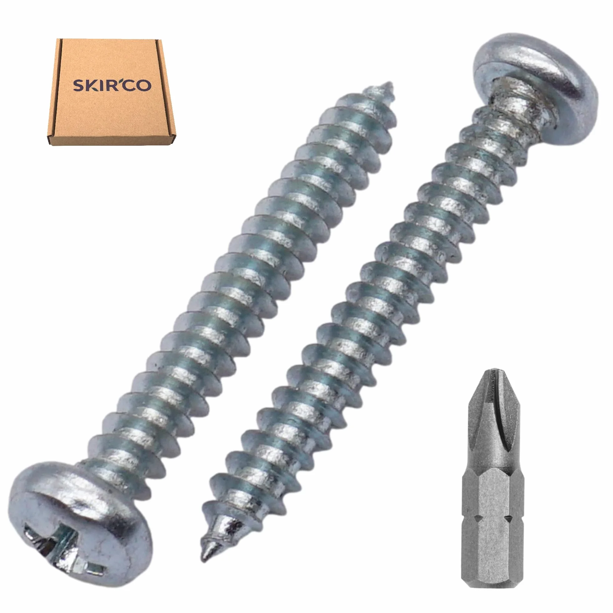 SKIR'CO (100 szt.) Wkręty samogwintujące ze stali ocynkowanej 4,2 x 32 mm, DIN 7981 C, śruby z łbem stożkowym, łbem PH