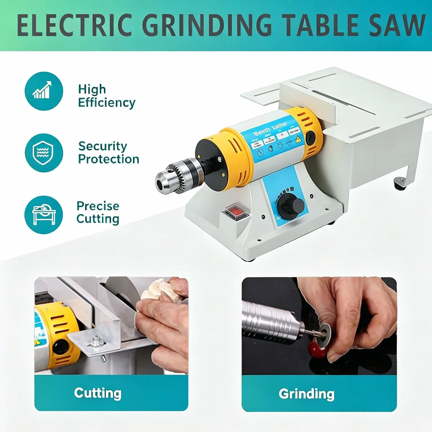Tokarka Stołowa Mini 750w Biżuteria Kamień 800-10000 Obr/Min BenchGrinder | Konstrukcja Metal Tworzywo,Zmienne Obroty 800–10000 Obr/Min,Obrabia Kamienie Metale,Kompaktowe Dla Warsztatów Hobbystycznych