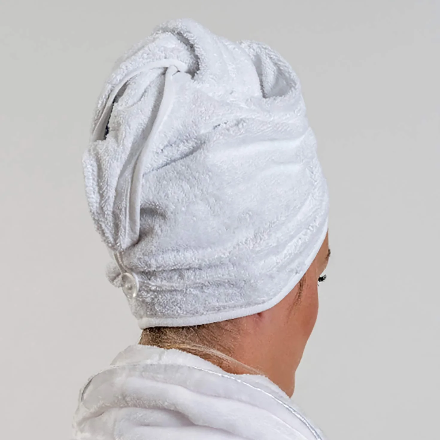 aztex Luksusowy ręcznik turban do włosów, ręcznik do owijania głowy, ręcznik do suszenia włosów z pętlą i zapięciem na guziki, luksusowy chłonny i lekki bawełna, wiele kolorów, 64 x 23 cm - różowy