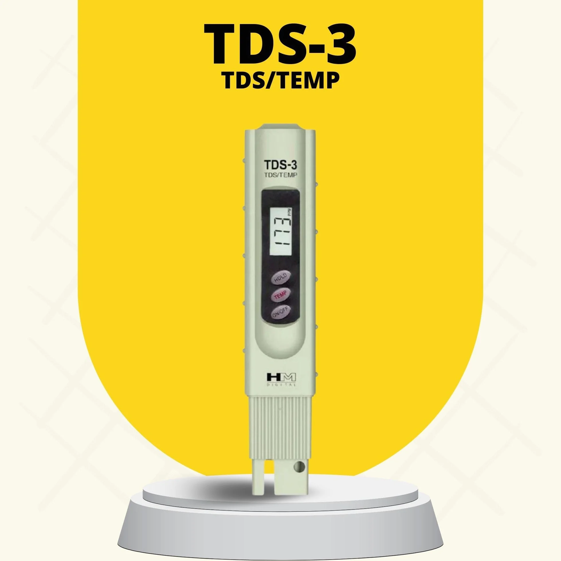 HM Digital Miernik TDS-3 TDS Ręczny tester TDS z dużym wyświetlaczem LCD zawiera test odczytu temperatury ATC do hydroponiki, ogrodnictwa, akwariów, basenów rafowych, uzdatniania wody