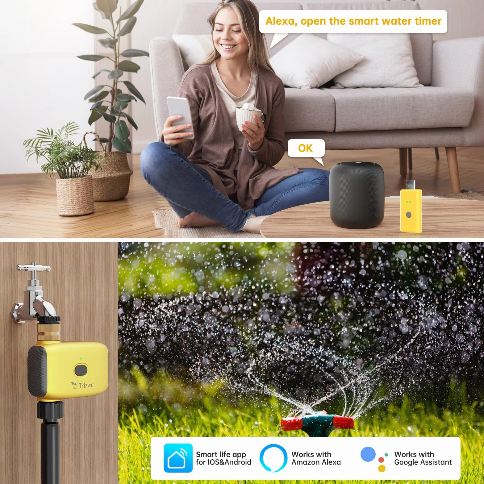 Zestaw Timer Nawadniania WiFi, Kompatybilny z Alexa i Google Home, Automatyczny System Nawadniania