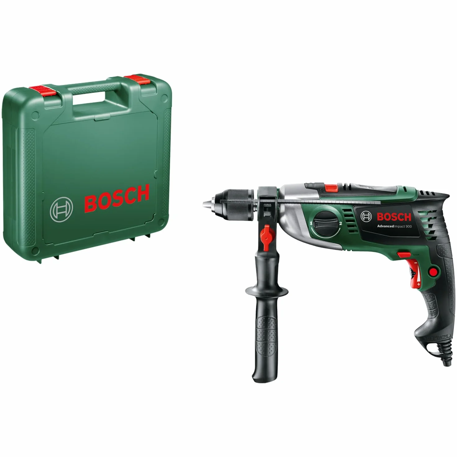 Bosch wiertarka udarowa AdvancedImpact 900 (dodatkowy uchwyt, ogranicznik głębokości, walizka, 900 W)