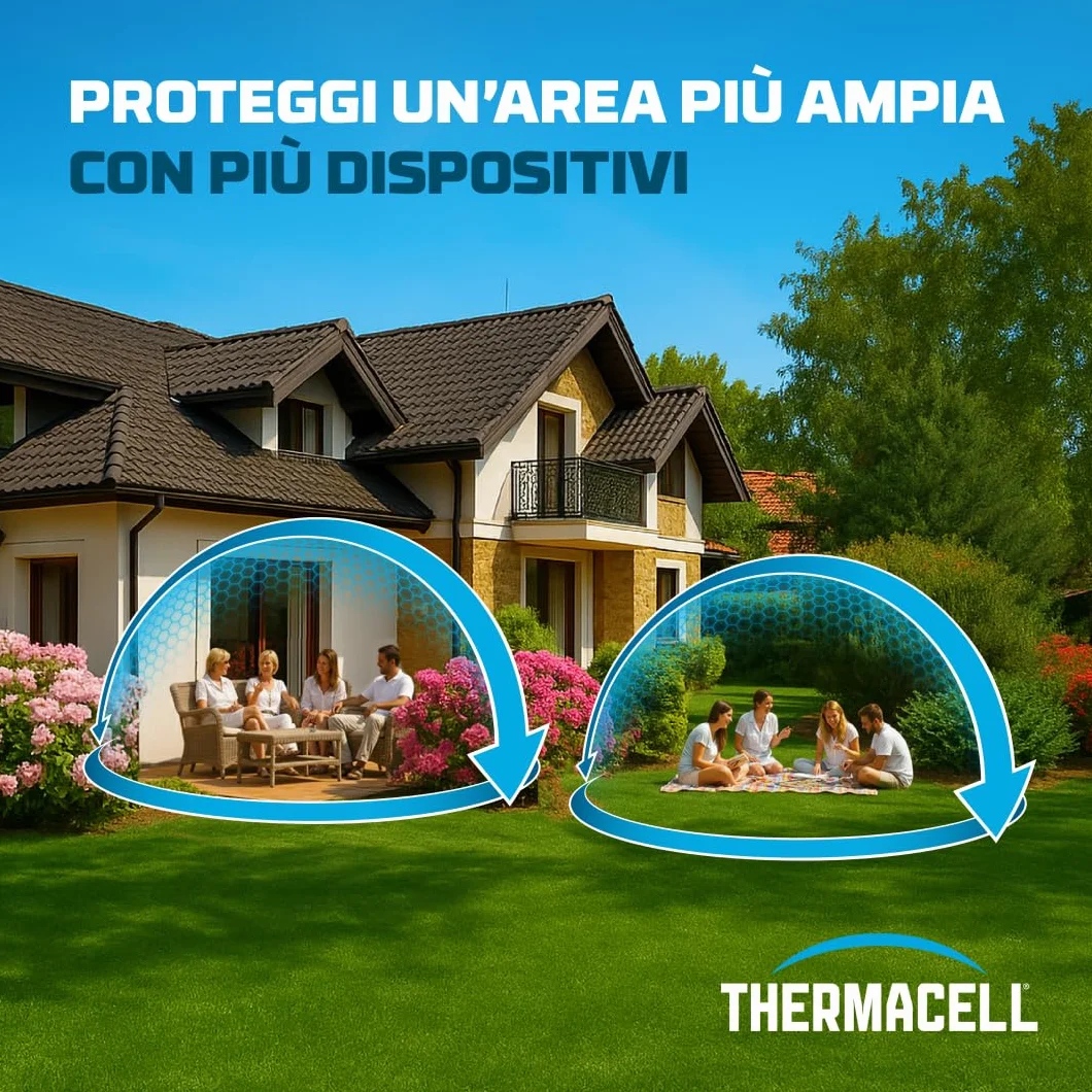 Thermacell Przenośny środek odstraszający komary, ochrona 21 m², zestaw 12-godzinny wkład + 3 płytki, niebieski