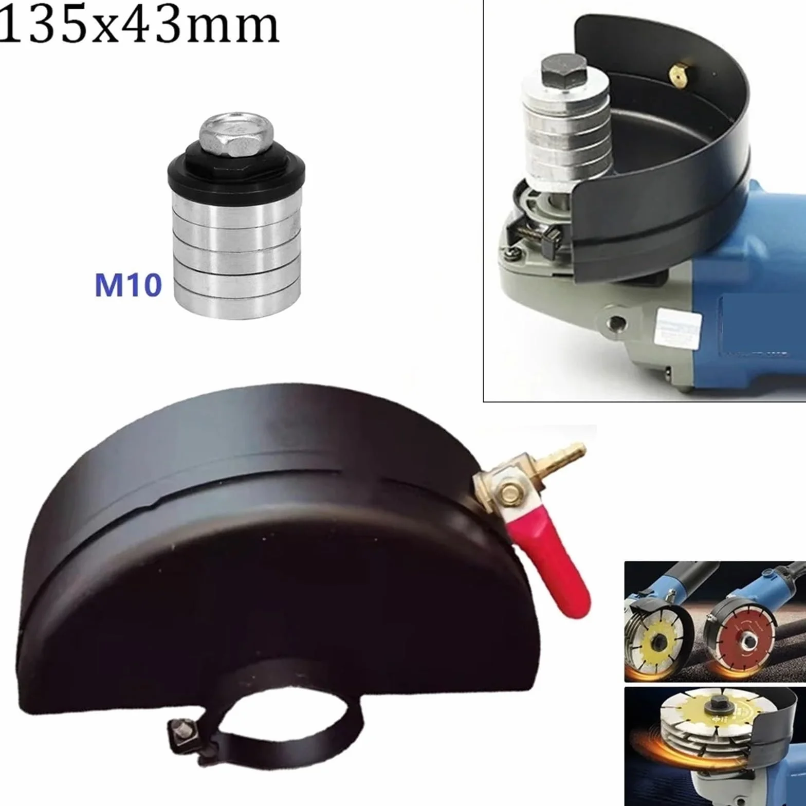 Szlifierka kątowa osłona zabezpieczająca 160x48mm + adapter M14 nakrętki kołnierzowe dłutownica głowica konwersyjna akcesoria do elektronarzędzi 1 zestaw (Color : 160x48mm M14)