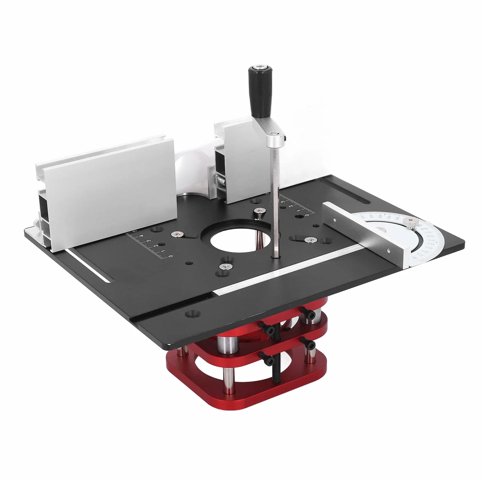Generic Podstawa Podnośnika Routera Podstawa Stołu Routera ze Stopu Aluminium z 2-calowym Skokiem Podnoszenia Korba Ręczna Płytka 240x200 Mm do Stołu do Obróbki Drewna Użytkownicy Majsterkowicze