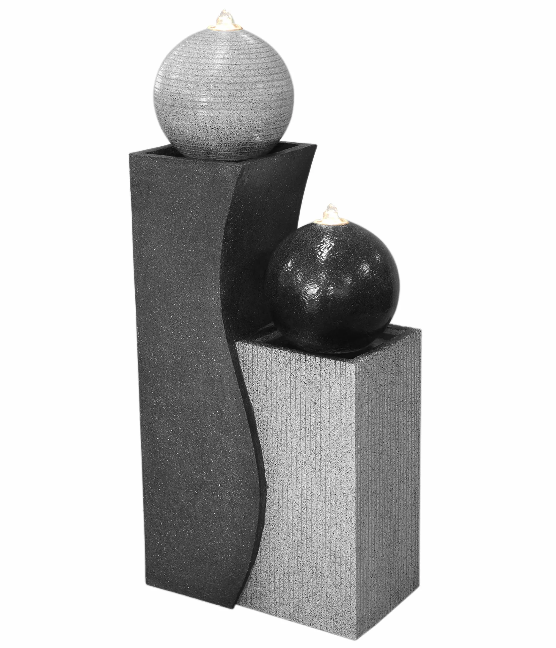 Dehner Fontanna ogrodowa Ying Yang z oświetleniem LED, ok. 94 x 41,5 x 24 cm, żywica poliestrowa, szara
