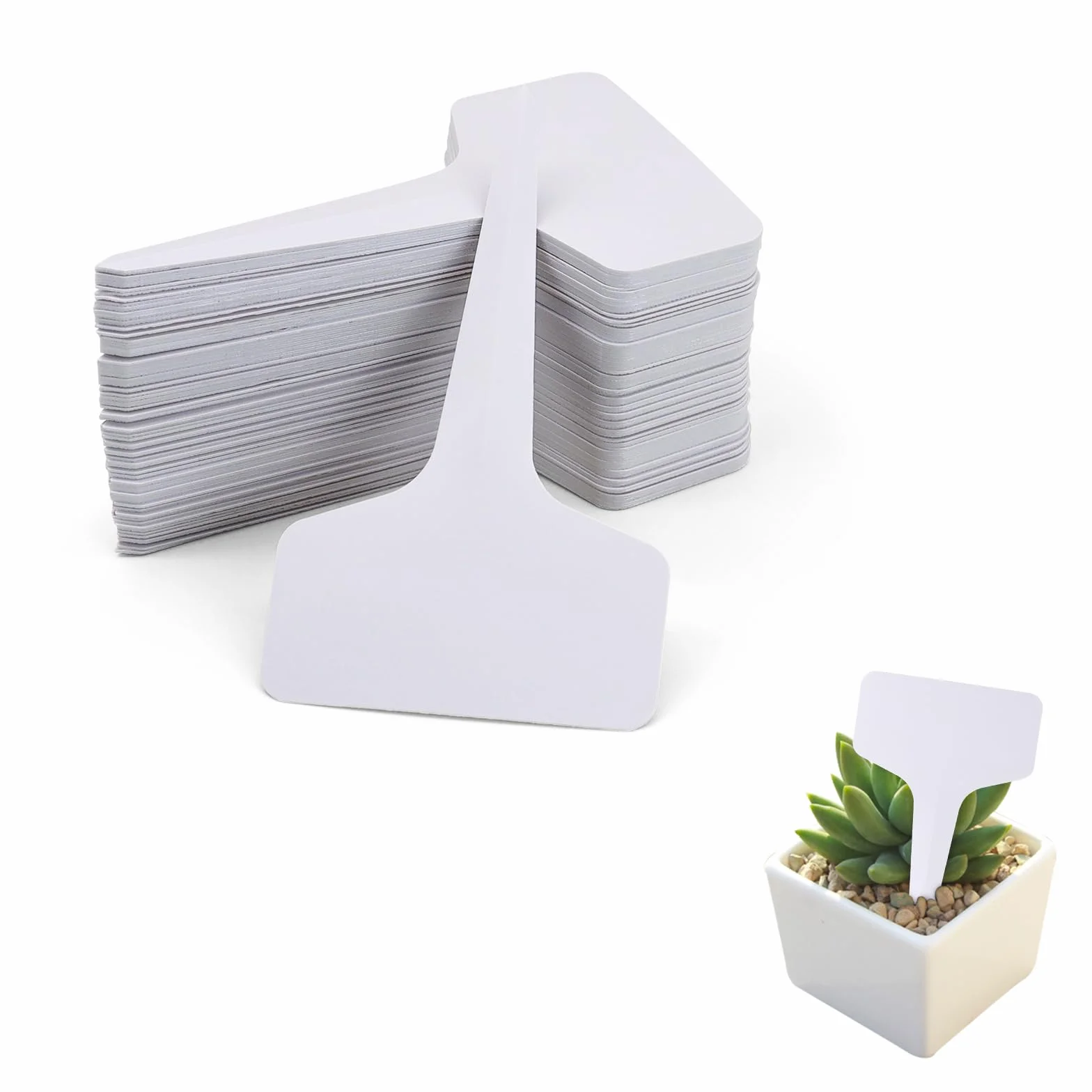 Białe plastikowe etykiety na rośliny T 6x10 cm 95 sztuk do ogrodu ziół warzyw kwiatów