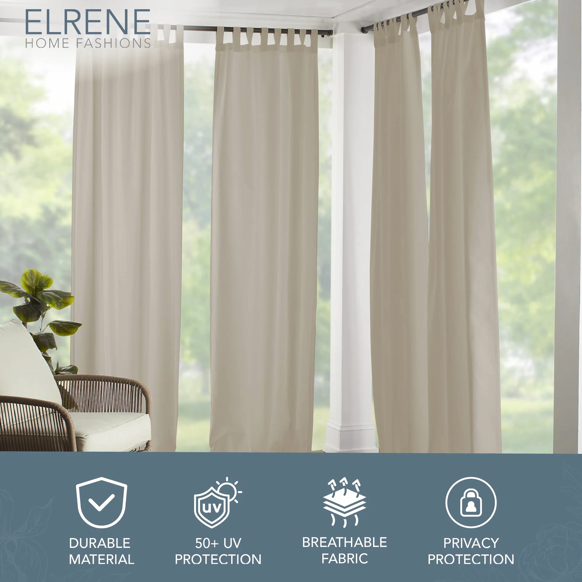 Elrene Home Fashions Panel Zasłonowy Solidny 132 x 213 cm Taupe 1 Panel