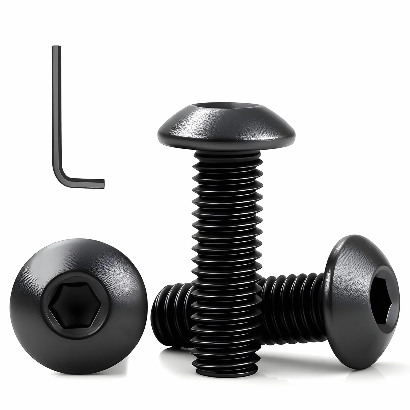 40 sztuk śrub z łbem soczewkowym M5 x 16 mm M5 304 śruby ze stali nierdzewnej czarne śruby z łbem płaskim z kluczami imbusowymi do dekoracji mebli i budownictwa