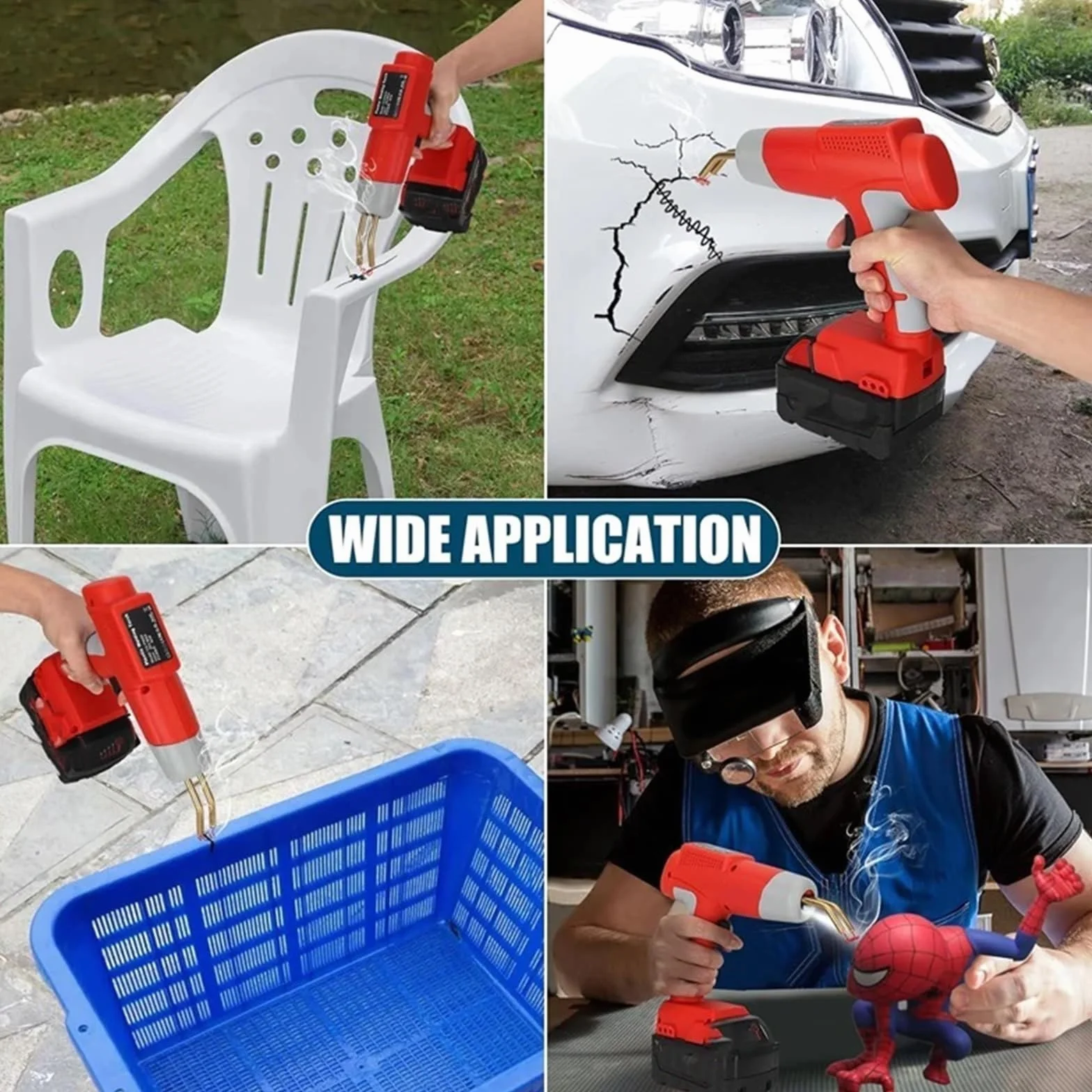 Bezprzewodowy pistolet spawalniczy do plastiku pasujący do Milwaukee 18 V do naprawy pęknięć zderzaka samochodowego DIY