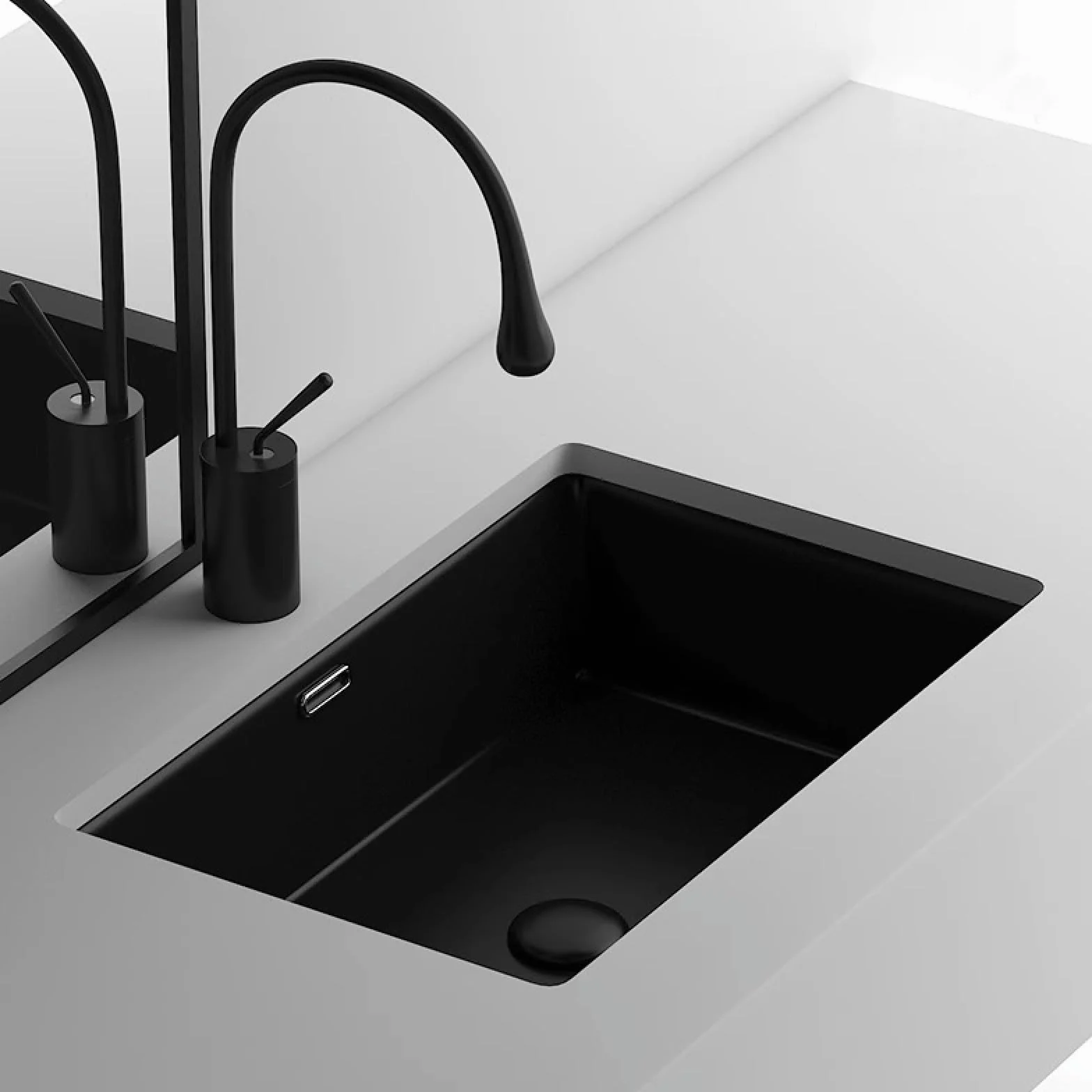 Czarna ceramiczna umywalka łazienkowa o dużej pojemności z kranem i odpływem prostokątna wpuszczana umywalka pod blatem do domu i hotelu (41 x 41 x 18 cm)