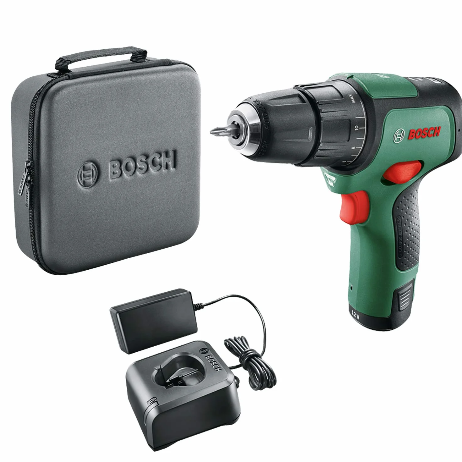 Bosch Home And Garden Akumulatorowa Wiertarko-Wkrętarka, EasyImpact 12 1300 RPM Keyless, 1 kg, Czarny, Zielony
