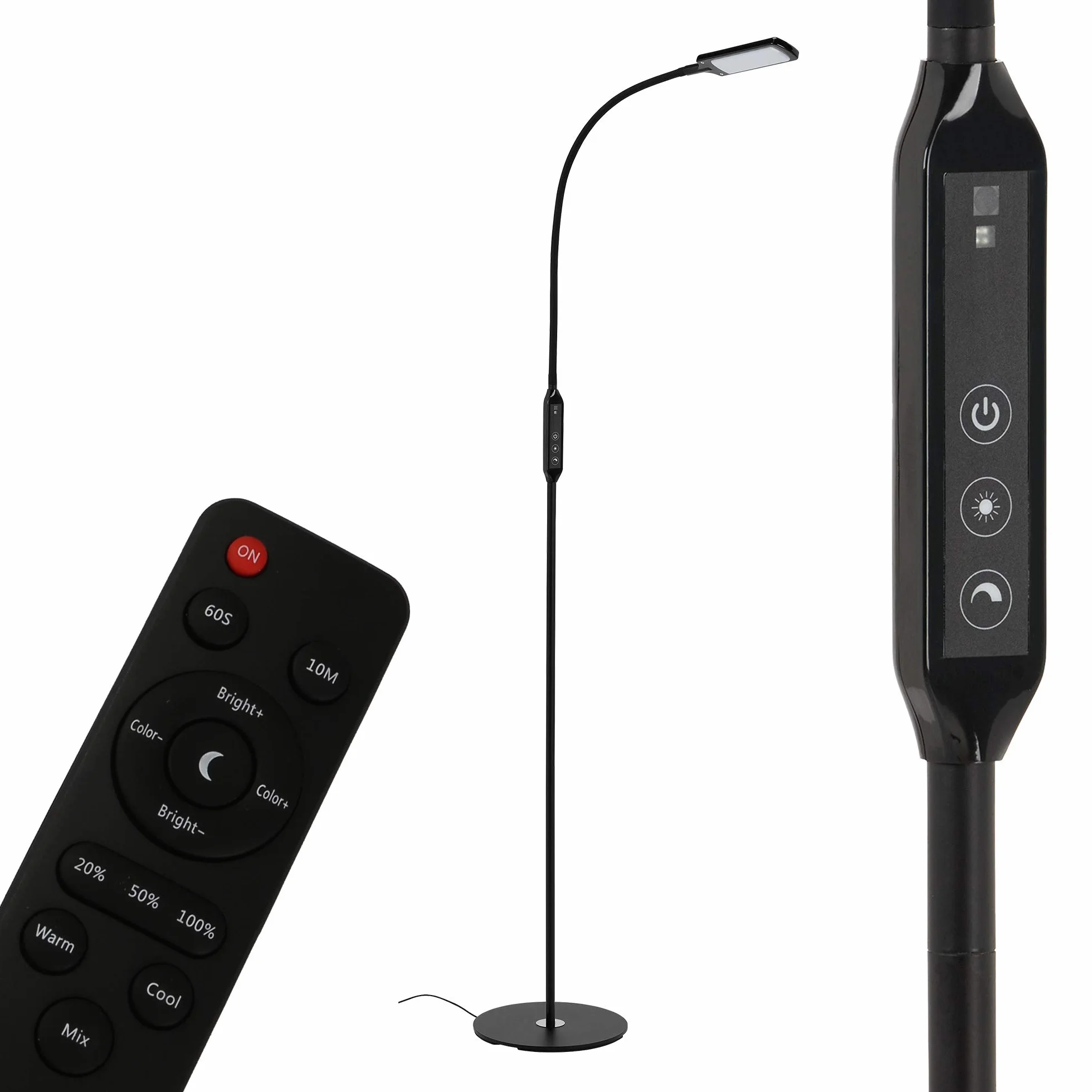 Briloner Leuchten lampa stojąca LED, ściemniana, pilot zdalnego sterowania, regulacja temperatury barwowej, 8 W, 700 lumenów, czarna, 8 W