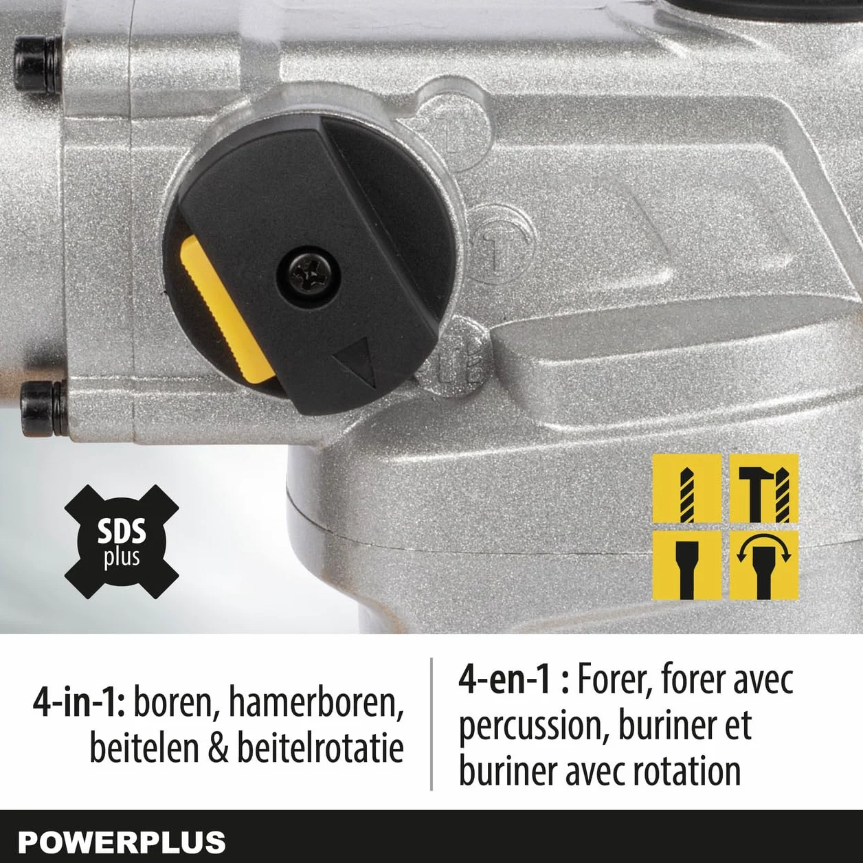 Powerplus POWX1175 wiertarka kombi do wiercenia, dłutowania i młotkowania – wiertło kombi do betonu, muru i drewna, w zestawie z walizką i akcesoriami, takimi jak dłuto i wiertło