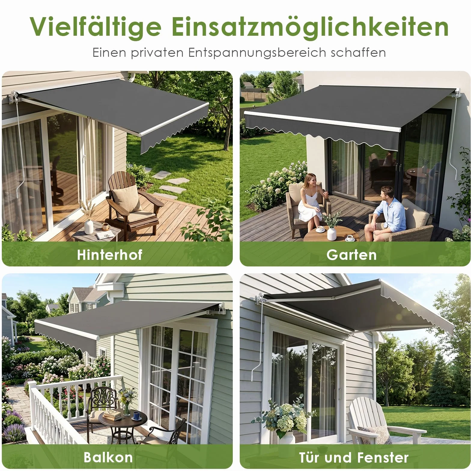 Markiza przegubowa 250x200 cm uchwyt ścienny korbka ręczna wodoodporna aluminium poliester taras balkon