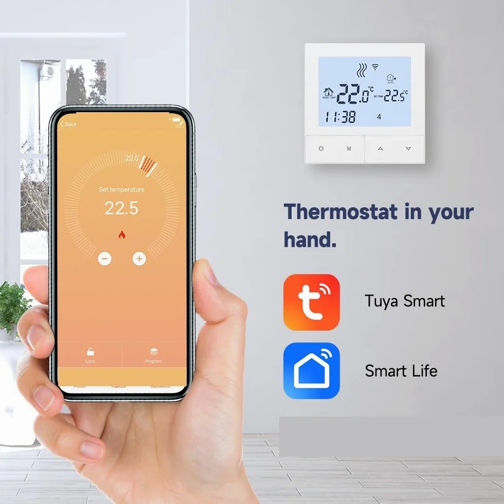 Inteligentny termostat WIFI do ogrzewania domu ciepła podłoga elektryczna z czujnikiem regulator temperatury kotła gazowego OszczęDza Energię I Koszty Ogrzewania(TDS72-WIFI-WPB)