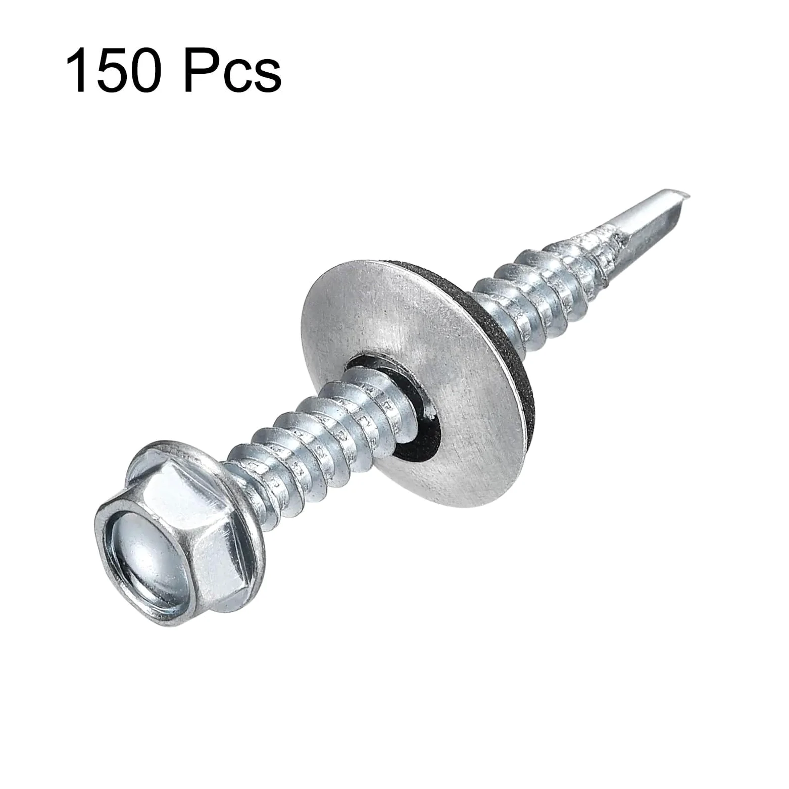 Wkręty Samowiercące do Blachodachówki 150szt z Podkładką Gumową | Wytrzymałe Wkręty Samowiercące do Zastosowań w Metalu i Drewnie(6.3x50mm DxL)